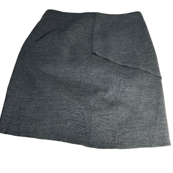 The Kooples Grey Faux Wrap Mini Skirt Double Front Zip Sz 36/US S - Picture 3 of 6